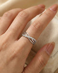 Infinity Cross Pavé Adjustable Band – 925 Sterling Silver