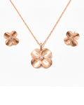 Silvonar 925 Sterling Silver Jewelry Set – [Brushed Four-Petal Blossom Design]