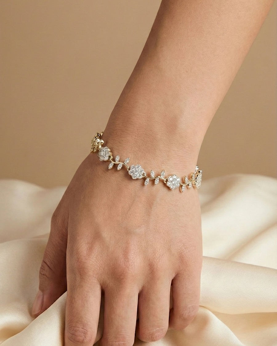 Golden Blossom Vine Bracelet – 925 Sterling Silver