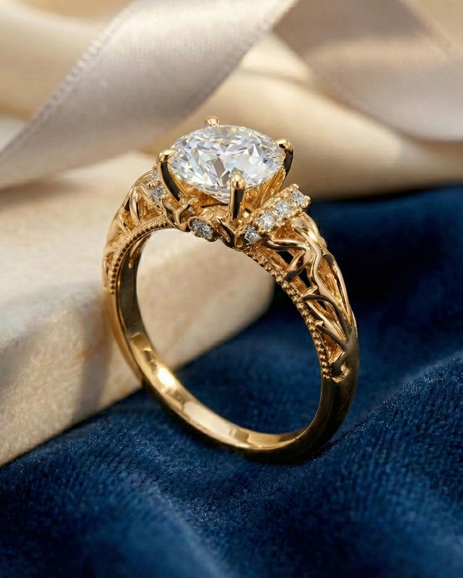 Ethereal Lace Pavé Solitaire Ring – 925 Sterling Silver