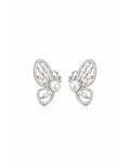 Graceful Butterfly Pearl Stud Earrings – 925 Sterling Silver