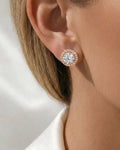 Brilliant Halo Solitaire Stud Earrings – 925 Sterling Silver