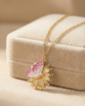 Pink Meadow Butterfly & Daisy Pendant – 925 Sterling Silver