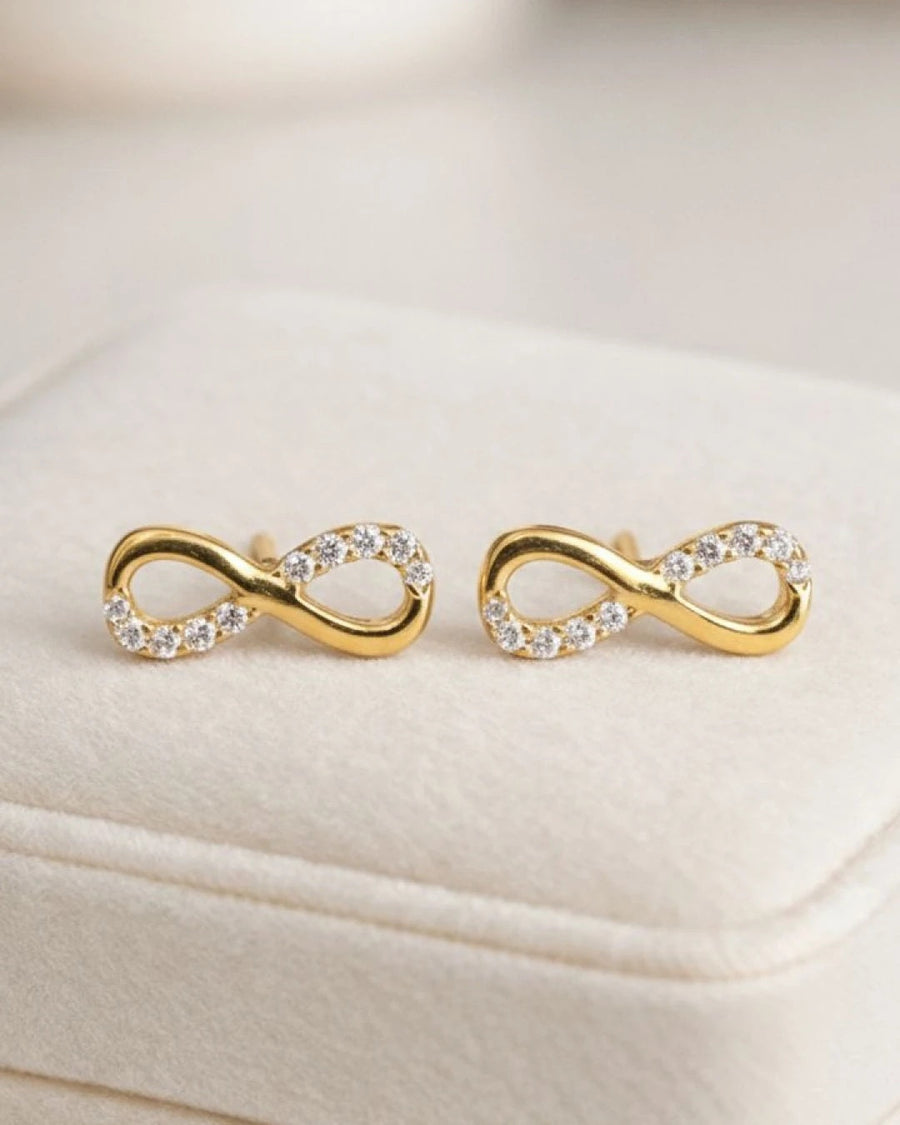 Eternal Infinity Pave Stud Earrings – 925 Sterling Silver