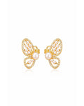 Graceful Butterfly Pearl Stud Earrings – 925 Sterling Silver