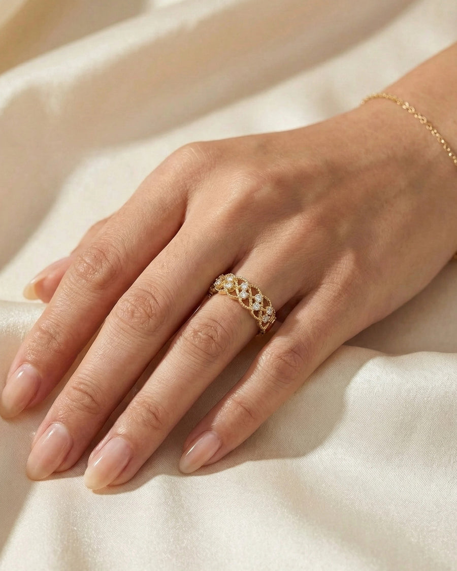 Ethereal Lace Pavé Band – 925 Sterling Silver