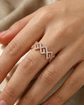 Geometric Zig-Zag Pavé Adjustable Band – 925 Sterling Silver